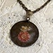 Peach Dried Flower Necklace Antiqued Bronze