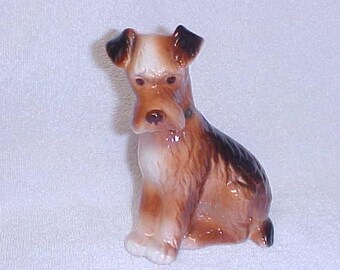 Royal Copley Airedale Terrier Dog Vintage Figurine Ceramic Pottery 1940's