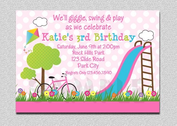 Park Birthday Invitation Park Birthday Party Invitation Printable Boys or Girls Il_570xn