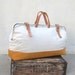 Large Off White Canvas Tool Bag w/Tan Leather Suede Trim