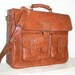 15" Leather Messenger / Briefcase / Cross-body Bag / Maor in caramel brown, fits a 15" and 13" laptop
