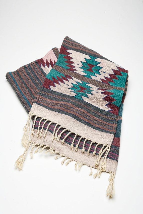 Vintage Southwestern Woven Wool Navajo Rug Table Runner