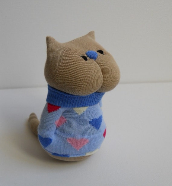 stuffed toy sock animal kitten cat sock doll by TreacherCreatures