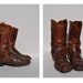 RESERVED for COLLETTE vintage leather motorcycle boots buckled harness boots distressed size 9