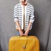 Navy Blue and White Vintage Striped Wool Cardigan