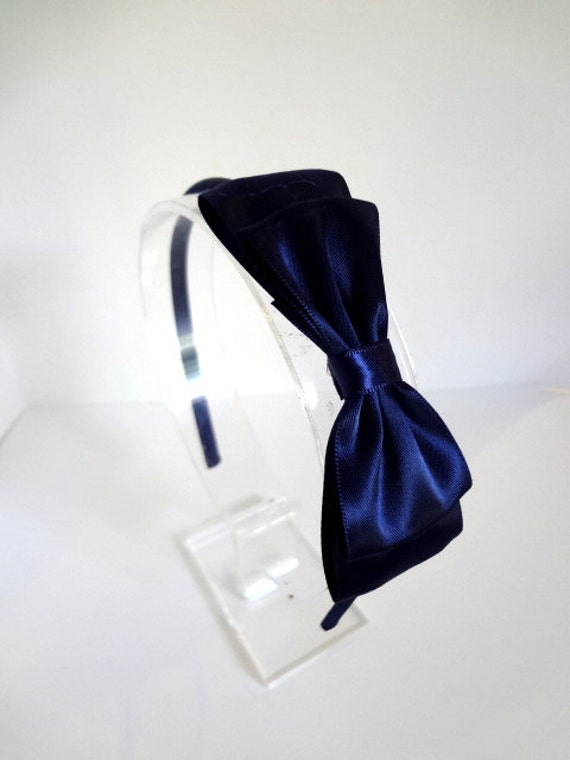 Navy Bow Headband Navy Blue Satin Bow Headband Girls Hair