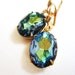 Vitrail Earrings in Gold - Estate Style - Hollywood Regency - Glam - Vintage Style Rhinestones - Vintage Glass Heliotrope Vitrail