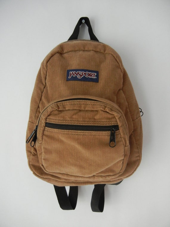 Jansport Mini Backpack Tan Corduroy Hipster 90&#39;s