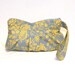 Pleated Wristlet in grey and yellow rose floral pattern