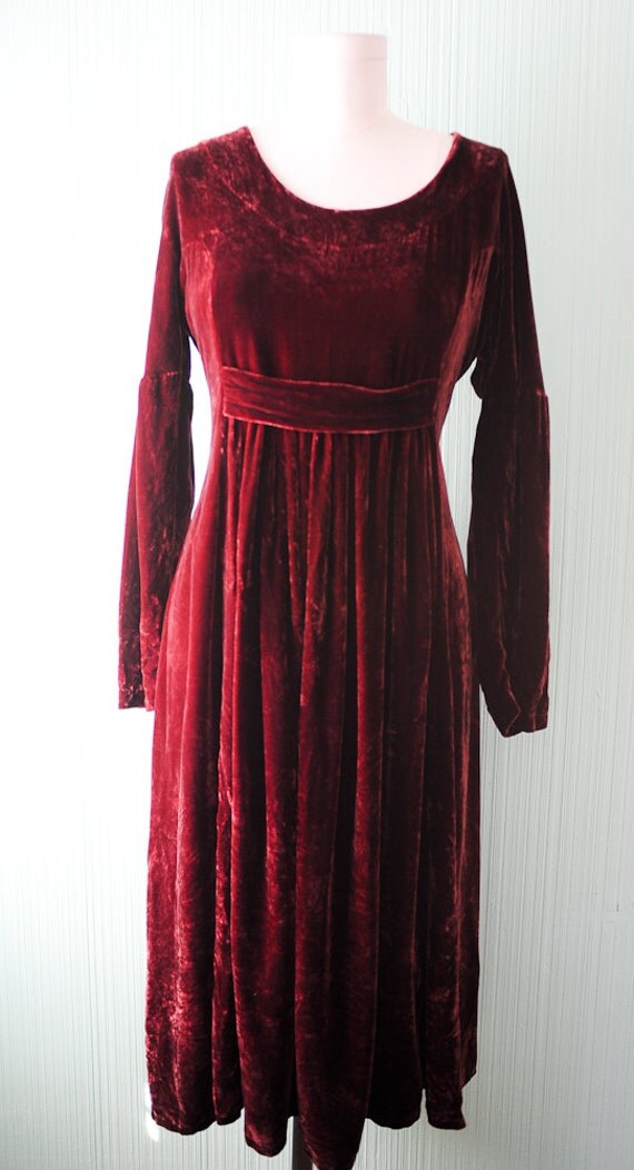 Vintage Red Velvet Dress Medium Large
