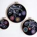 Embroidered Flower Gardens in Rainbow Colors and Black, SET of Three Embroidery Hoops Fiber Wall Art for the Home