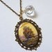 Tumultuous Seas Vintage Pirate Yellow Sky Ship Cameo Necklace with Crystal Drop and loot on Antique Brass