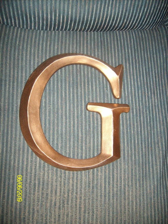 Large 12 Gold Painted Letter G / Wall Decor / by