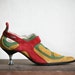 Suede Heels - Mustard Orange Green Avant-Garde cutout ornamented Shoes size 6