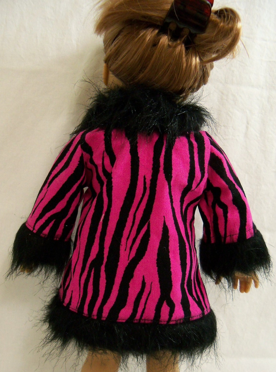 Pink Zebra Print Jacket With Faux Fur Trim For 18 Inch