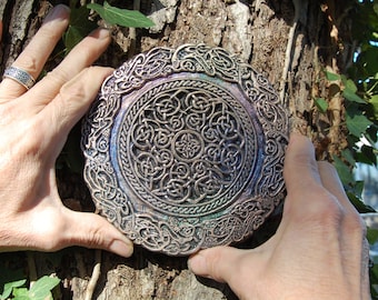Celtic Knot Mandala Stone Sculpture, Altered Meditation, Celtic Art, Irish Art, Garden Art Gift, Irish Gift