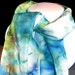 Hand Painted Silk Scarf - Quintessence Silk - 8x54 - Kaleidoscope Reflections - Aqua Purple Green Yellow