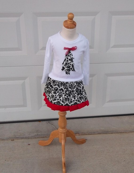 SALE Custom Damask Christmas tree skirt set by PickleDotsDesigns