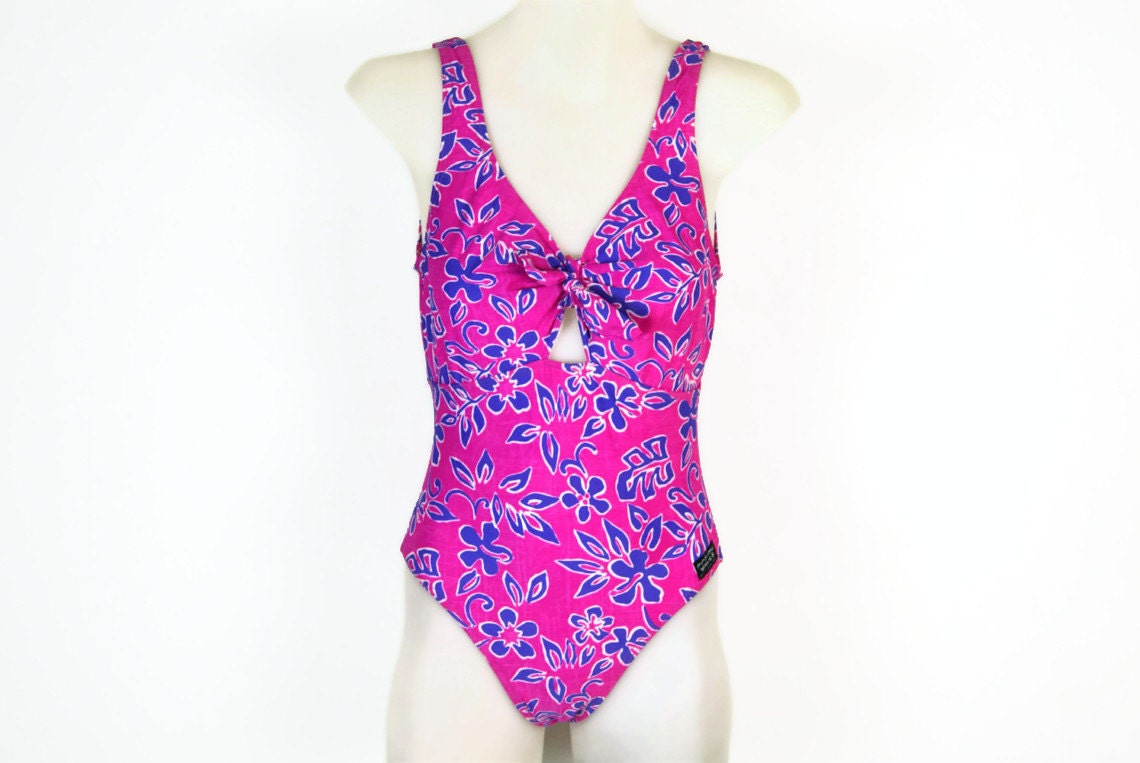 90s Hawaiian Print Cut Out One Piece Swimsuit. size by shopSHEWOLF