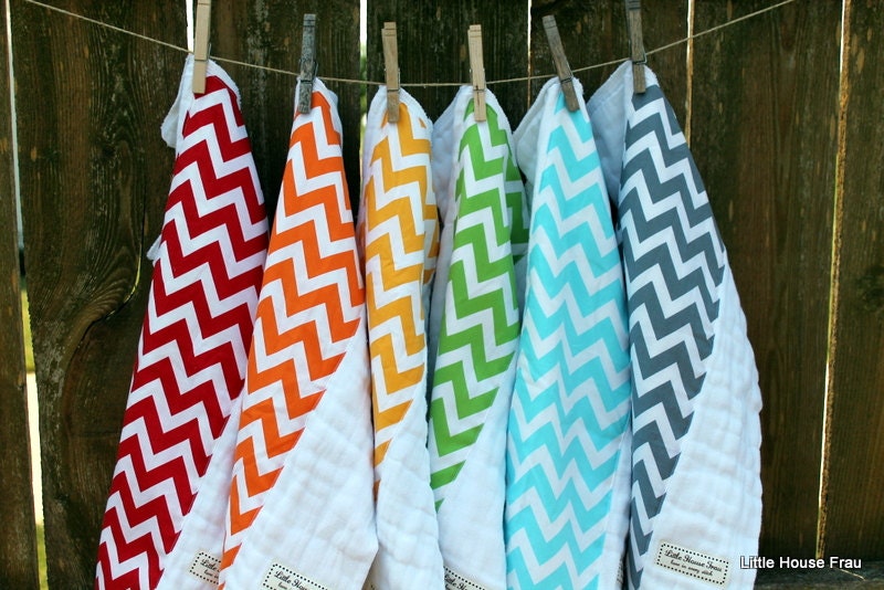 Rainbow Chevron Burp Rags 6pack Cloth Diaper Set