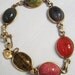 Vintage Scarab Bracelet,Tiger Eye, Jade, Carnelian Zoazite, Rose, Vintage 1940s Bracelet, D'Abros 1/20 12K GF