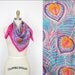 hot pink silk scarf w/ saffron & turquoise feathers