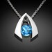Swiss blue topaz necklace, December birthstone, wedding necklace, Argentium silver necklace, eco-friendly necklace, modern jewelry - 3424