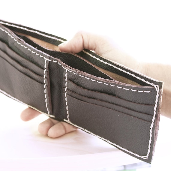 Hand Sewn Leather Men's Wallet in Dark Brown