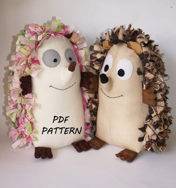 Hedgehog PDF Sewing Pattern, soft toy, echidna, porcupine ...