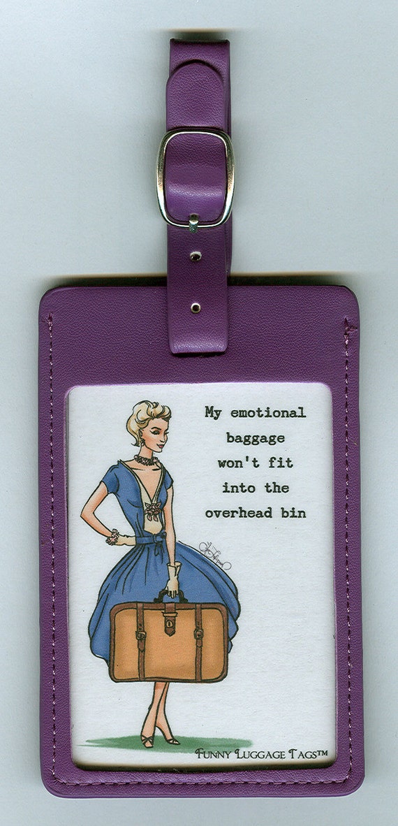 Items similar to LEATHER Funny Luggage Tag My emotional