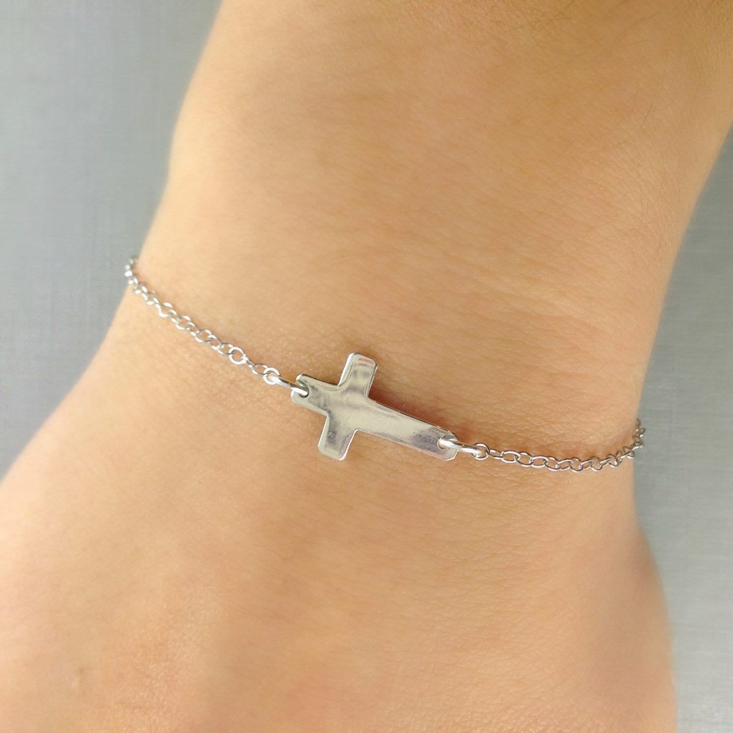 Sideways Cross Bracelet Sterling Silver by anatoliantaledesign