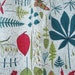 Vintage Bark Cloth Fabric Panel Botanical Print