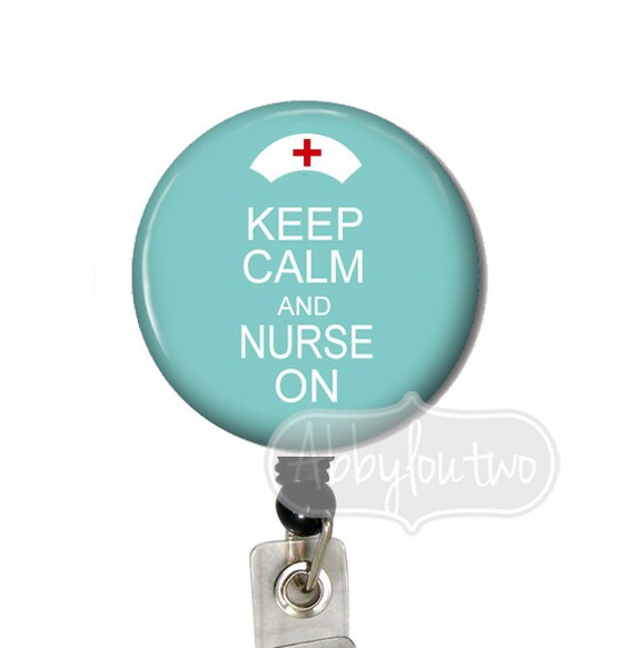 Retractable ID Badge Holder Badge Reel Keep Calm and by abbyloutwo