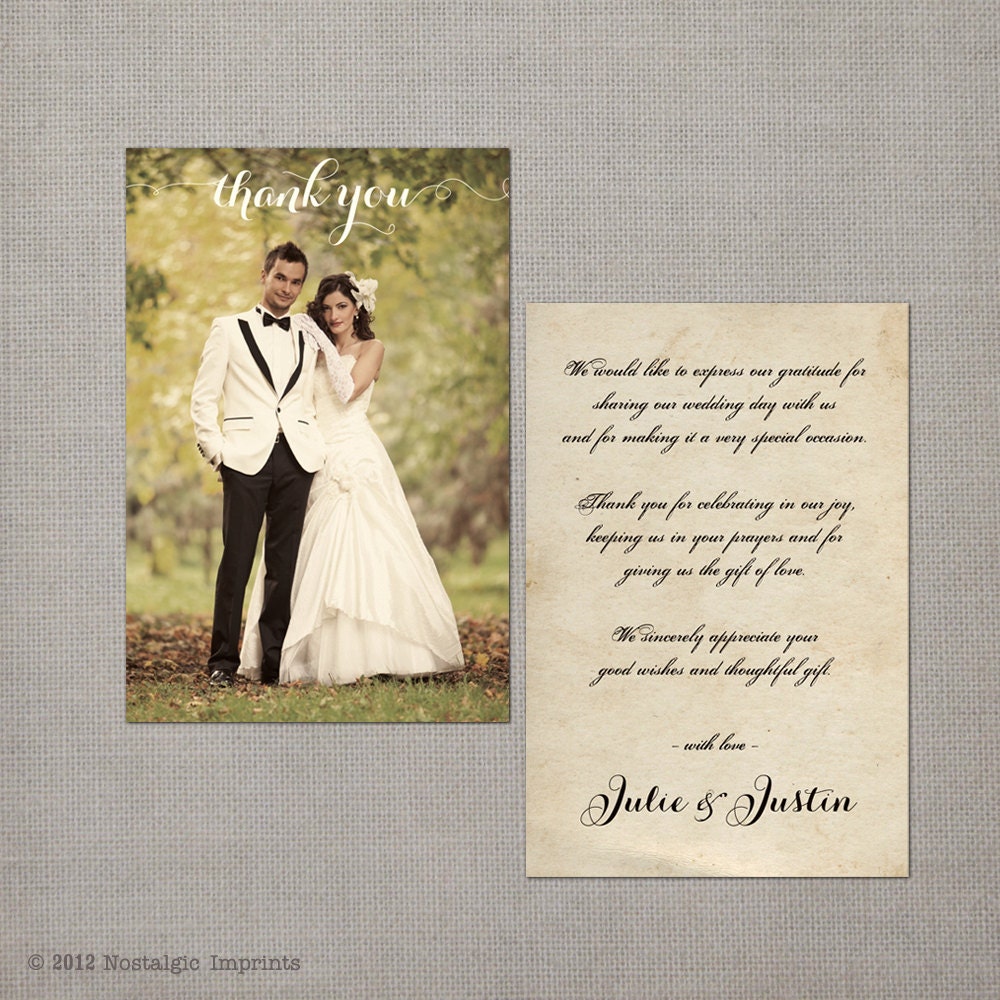 Vintage Wedding Thank You Cards the Julie by NostalgicImprints