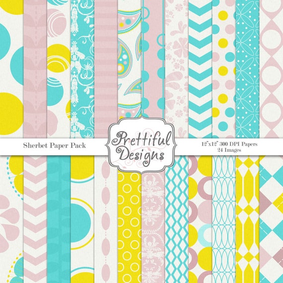 50% OFF SALE Digital Paper Pack - Personal and Commercial Use - Sherbet (100) Il_570xn