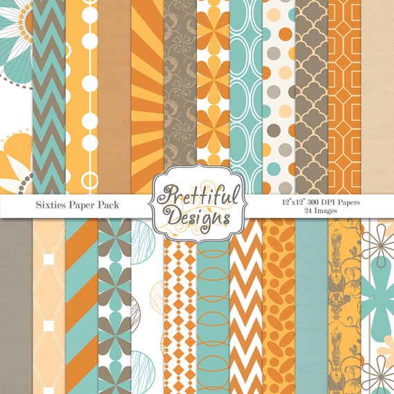 50% OFF SALE Digital Paper Pack - Personal and Commercial Use - Sixties (488) Il_570xn