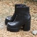 vintage 90s GOTH GRUNGE PUNK womens chunky platform black boots size 8-8.5