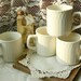 Vintage Homer Laughlin China Mugs, Gothic, Creamy White, Stackable, Set of 4