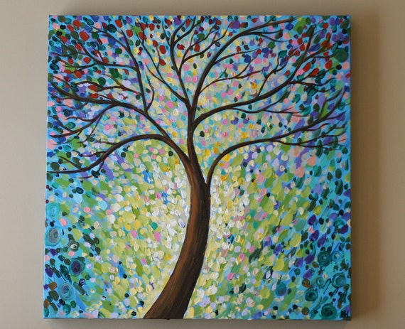 ORIGINAL painting Abstract tree painting acrylic by artbyoak1