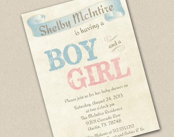 Vintage Style Boy and a Girl Invitation Il_570xn
