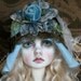 Sweet Light Blue Flapper Hat With New and Vintage Trims For Ball Jointed Dolls