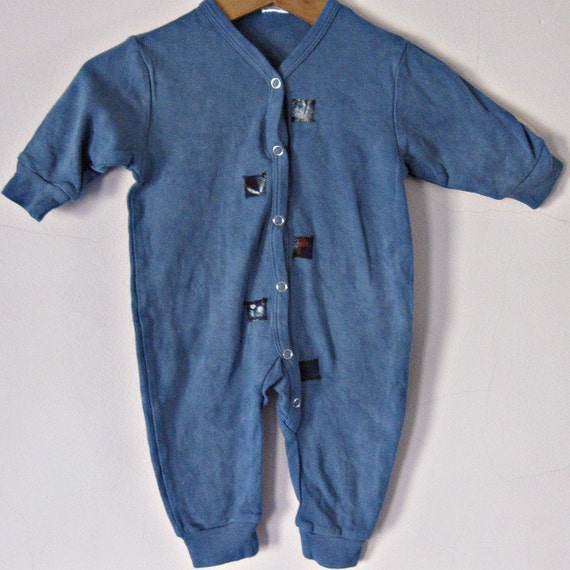 Baby Boy Romper 3 Months Grey Blue Cotton by carolnesperstudio