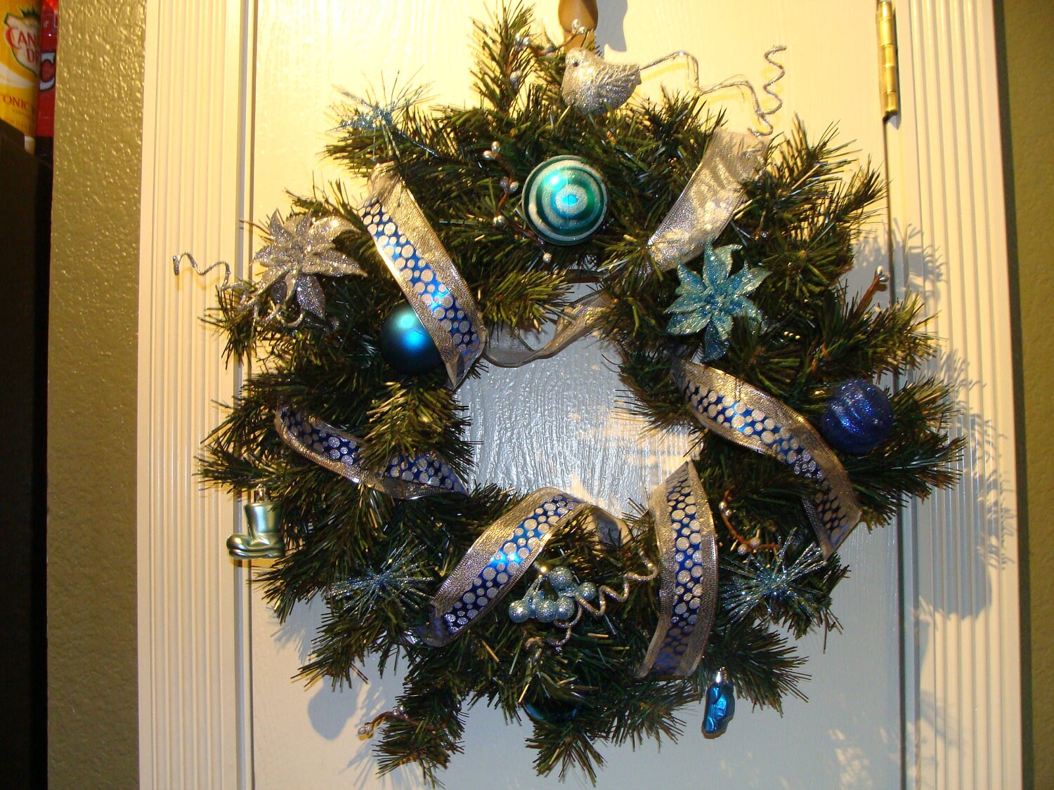 Silver & Blue Festive Holiday Wreath