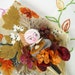 Thanksgiving Pilgrim Tussie Mussie Pin and Vintage Fall Leaves Hankie Gift Set Spun Cotton Pumpkin Pie Autumn
