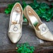 60s - Maries Shoe - gold metallic lame english or french style high heel pump fit for royalty - size 8 est