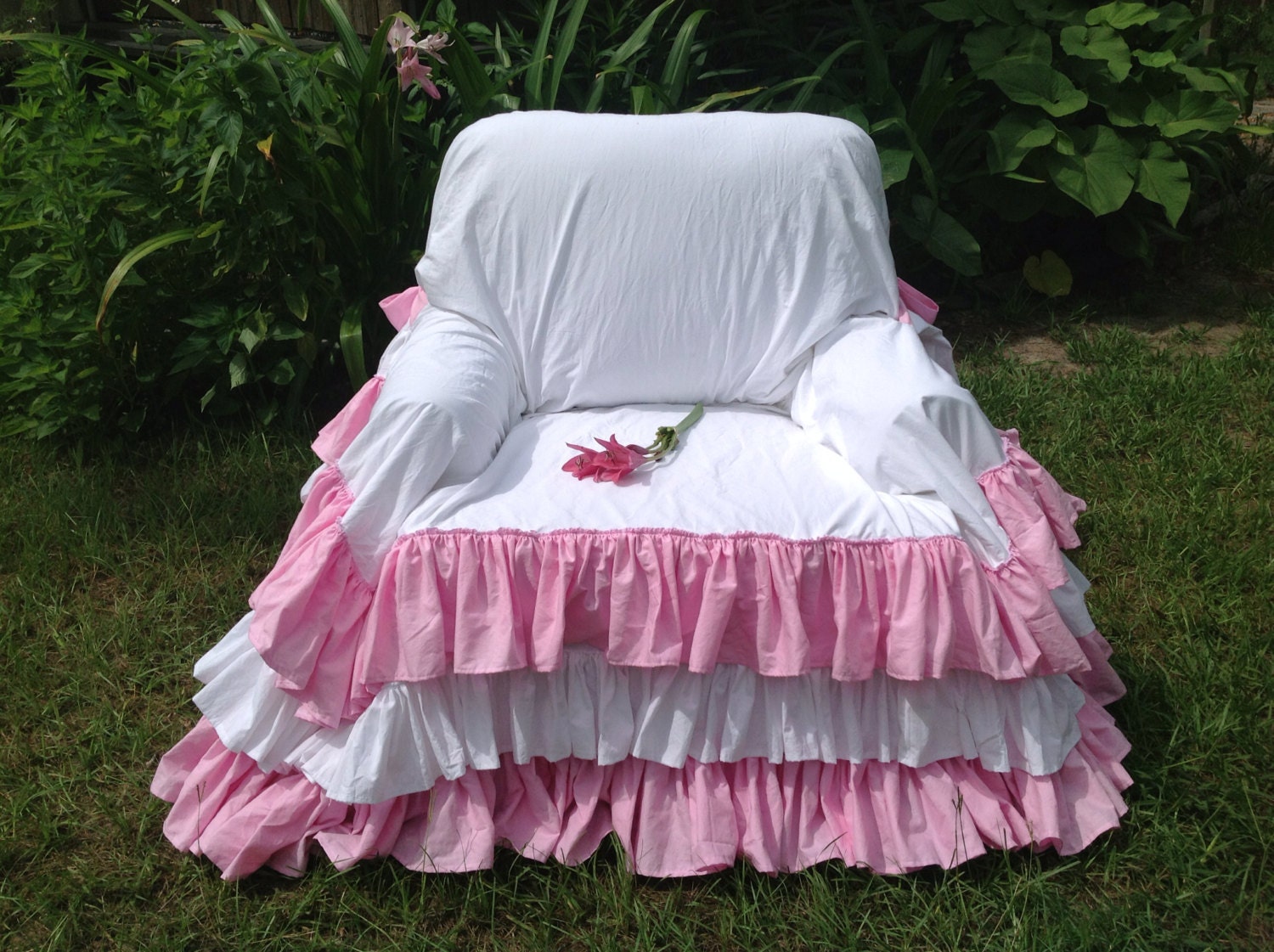 Shabby Chic Slipcover/Throw Chair & Ottoman by MyThymeCreations