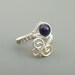 Lapis sterling silver ring, indigo blue stone ring, silver jewelry, handmade adjustable ring