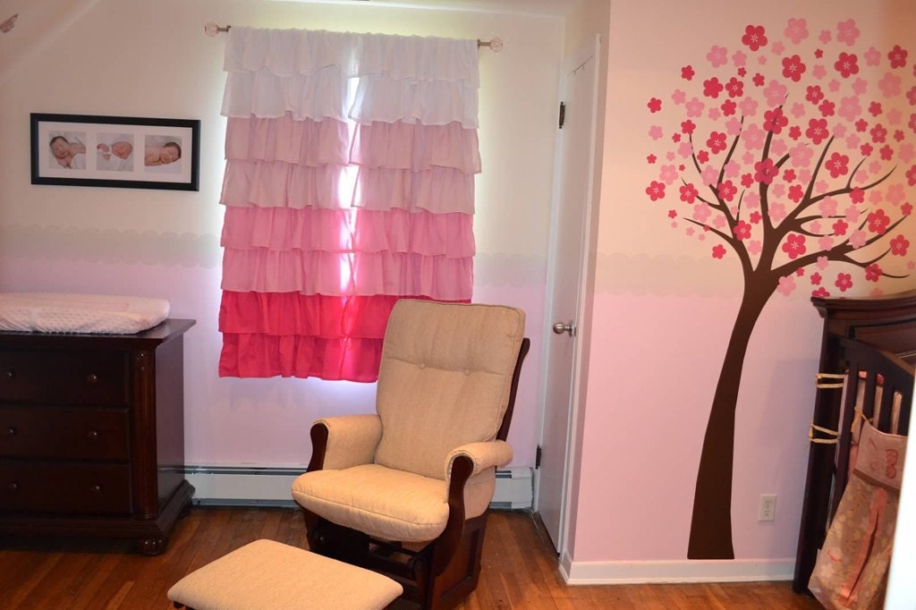 Pink Ombre Ruffle Curtains by TheCrookedBranch on Etsy