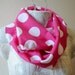 Fuchsia with Big White Polka Dots Infinity Scarf from Jersey Knit