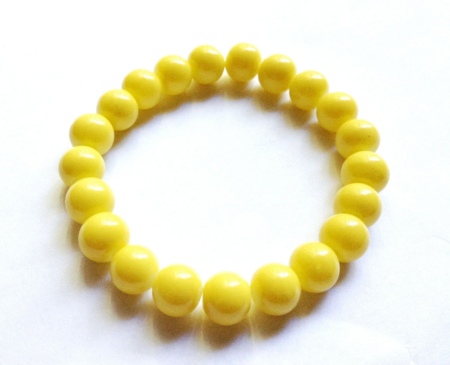 Bright Yellow Bead Bracelet // Arm Candy Perfect for Layering